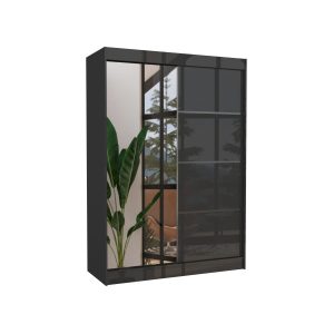 Szafa przesuwna z lustrem GILTON 150 Black 1018083 Szafa przesuwna z lustrem GILTON 150 Black 1018083