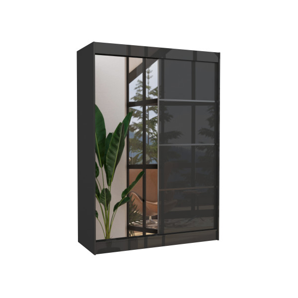 Szafa przesuwna z lustrem GILTON 150 Black 1018083