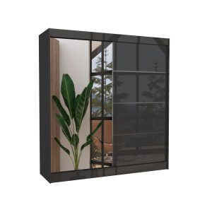 Szafa przesuwna z lustrem GILTON 200 Black 1018209 Szafa przesuwna z lustrem GILTON 200 Black 1018209