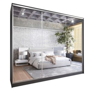 Szafa przesuwna z lustrem GRANDO B 250 czarna 236648