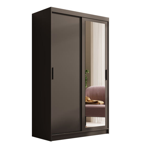 Szafa Przesuwna z lustrem Hailey 120 Czarny 1019558