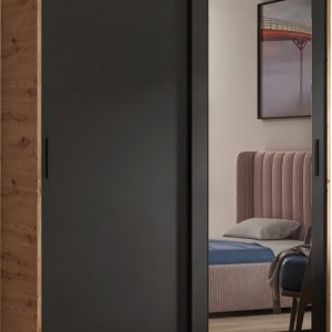 Szafa przesuwna z lustrem i drążkiem 180 cm HARON dąb artisan 995097 Szafa przesuwna z lustrem i drążkiem 180 cm HARON dąb artisan 995097