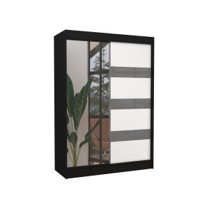 Szafa przesuwna z lustrem i lacobelem TOURA 150 Black 1018213 Szafa przesuwna z lustrem i lacobelem TOURA 150 Black 1018213