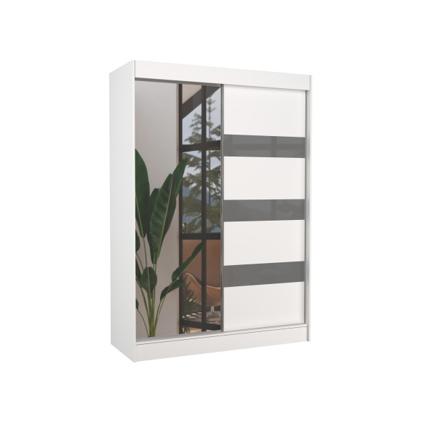 Szafa przesuwna z lustrem i lacobelem TOURA 150 White 1018160