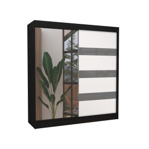 Szafa przesuwna z lustrem i lacobelem TOURA 200 Black 1018185 Szafa przesuwna z lustrem i lacobelem TOURA 200 Black 1018185