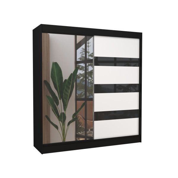 Szafa przesuwna z lustrem i lacobelem TOURA 200 Black 1018153