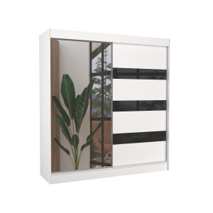 Szafa przesuwna z lustrem i lacobelem TOURA 200 White 1018310 Szafa przesuwna z lustrem i lacobelem TOURA 200 White 1018310