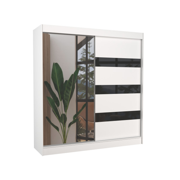 Szafa przesuwna z lustrem i lacobelem TOURA 200 White 1018310