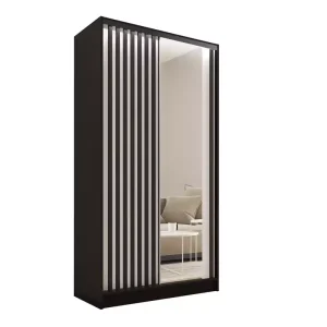 Szafa przesuwna z lustrem i lamelami 100 cm LAMEL 3D Biały 248993 Szafa przesuwna z lustrem i lamelami 100 cm LAMEL 3D Biały 248993