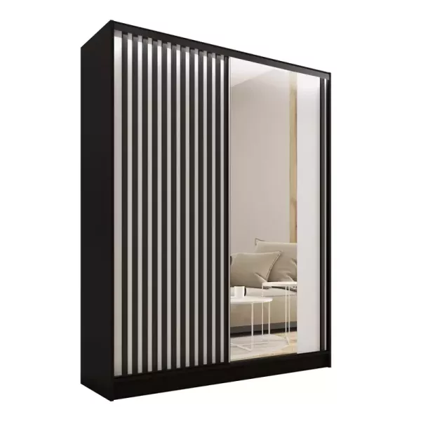 Szafa przesuwna z lustrem i lamelami 150 cm LAMEL 3D Biały 248953