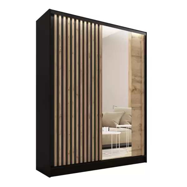 Szafa przesuwna z lustrem i lamelami 150 cm LAMEL 3D Wotan 248972
