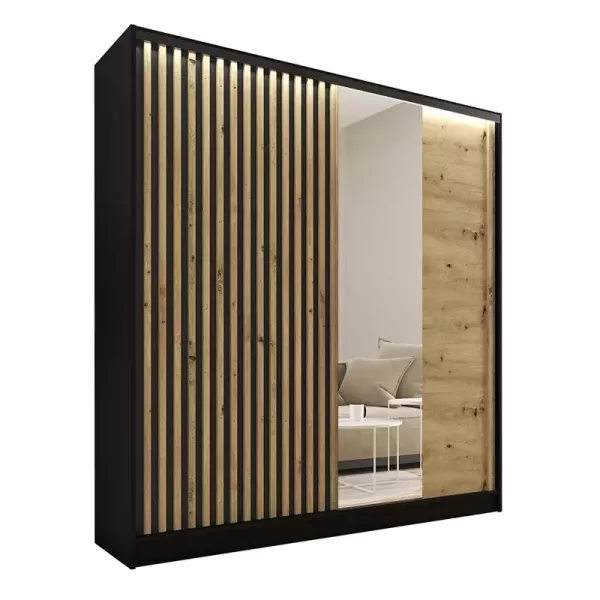 Szafa przesuwna z lustrem i lamelami 180 cm LAMEL 3D Artisan 248981