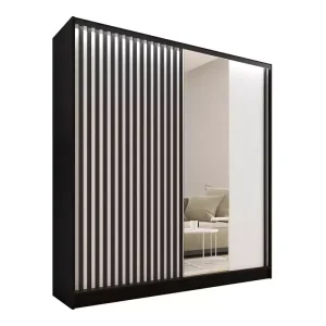 Szafa przesuwna z lustrem i lamelami 180 cm LAMEL 3D Biały 248984