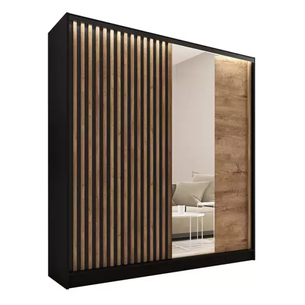 Szafa przesuwna z lustrem i lamelami 180 cm LAMEL 3D Lefkas 248947