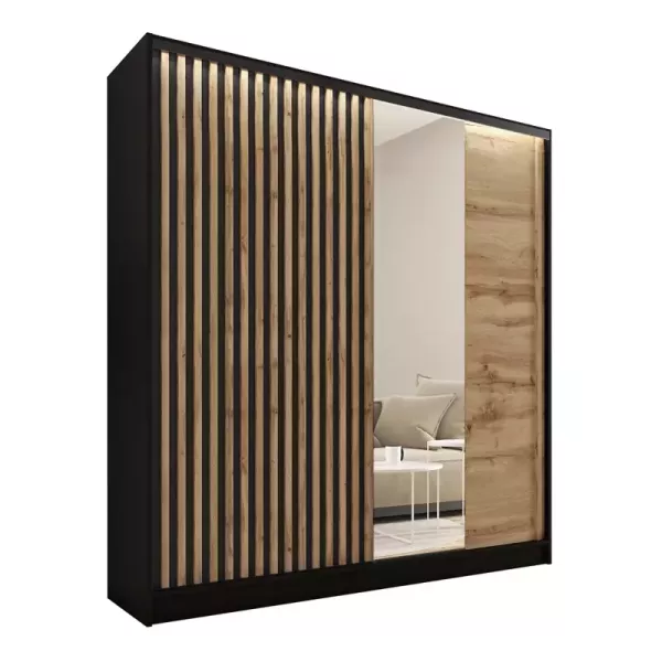Szafa przesuwna z lustrem i lamelami 180 cm LAMEL 3D Wotan 248948