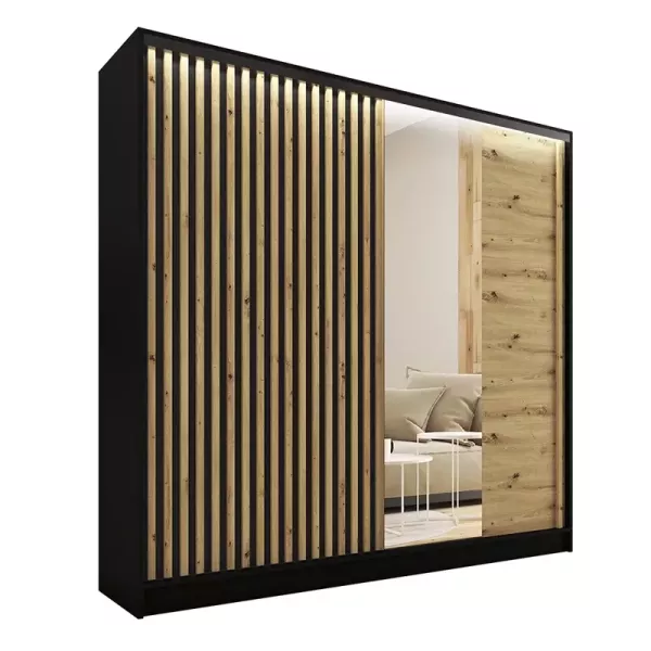 Szafa przesuwna z lustrem i lamelami 200 cm LAMEL 3D Artisan 248987