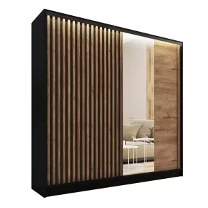 Szafa przesuwna z lustrem i lamelami 200 cm LAMEL 3D Lefkas 248975