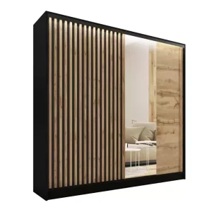 Szafa przesuwna z lustrem i lamelami 200 cm LAMEL 3D Wotan 248959