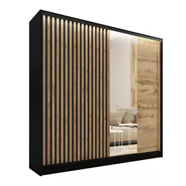 Szafa przesuwna z lustrem i lamelami 200 cm LAMEL 3D Wotan 248959