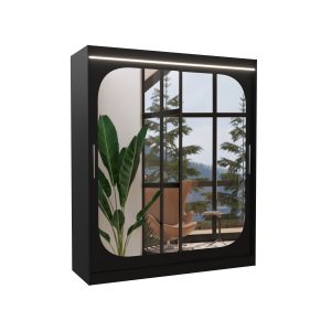 Szafa przesuwna z lustrem i oświetleniem LED ARIZONA 180 Black 1018646 Szafa przesuwna z lustrem i oświetleniem LED ARIZONA 180 Black 1018646