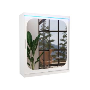 Szafa przesuwna z lustrem i oświetleniem LED ARIZONA 180 White 1018596 Szafa przesuwna z lustrem i oświetleniem LED ARIZONA 180 White 1018596