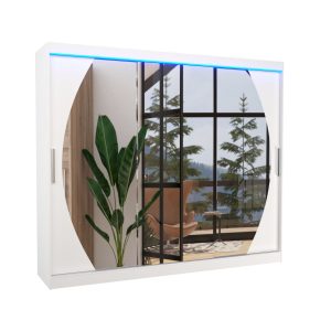 Szafa przesuwna z lustrem i oświetleniem LED CAMBE 250 White 1035895 Szafa przesuwna z lustrem i oświetleniem LED CAMBE 250 White 1035895
