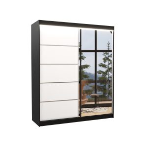 Szafa przesuwna z lustrem i oświetleniem LED CARO 180 Black 1012180 Szafa przesuwna z lustrem i oświetleniem LED CARO 180 Black 1012180