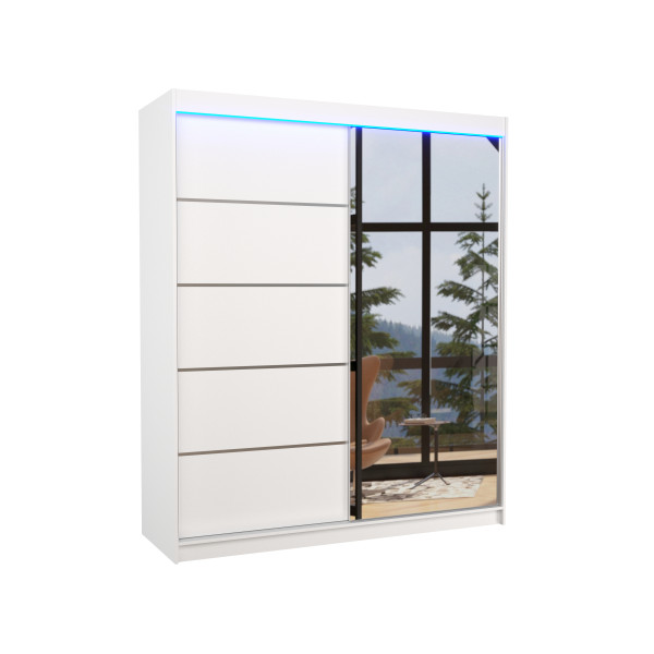 Szafa przesuwna z lustrem i oświetleniem LED CARO 180 White 1012143