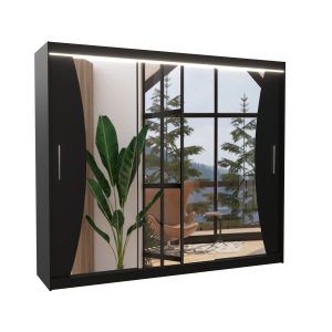 Szafa przesuwna z lustrem i oświetleniem LED DIEGO 250 Black 1006083 Szafa przesuwna z lustrem i oświetleniem LED DIEGO 250 Black 1006083