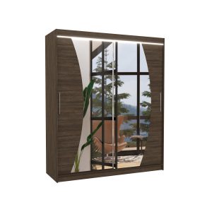 Szafa przesuwna z lustrem i oświetleniem LED DOLORES 180 Choco 1018696 Szafa przesuwna z lustrem i oświetleniem LED DOLORES 180 Choco 1018696