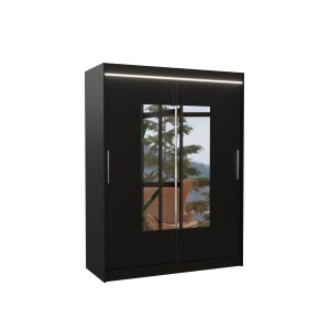 Szafa przesuwna z lustrem i oświetleniem LED DORRIGO 150 Black 1018157 Szafa przesuwna z lustrem i oświetleniem LED DORRIGO 150 Black 1018157