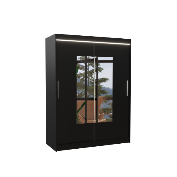 Szafa przesuwna z lustrem i oświetleniem LED DORRIGO 150 Black 1018157