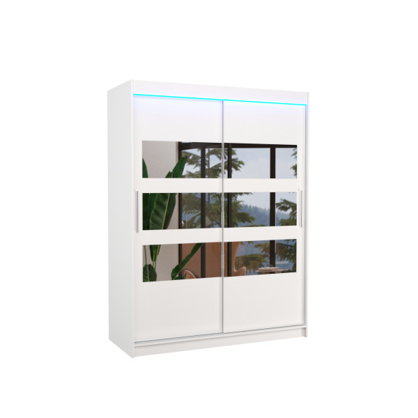 Szafa przesuwna z lustrem i oświetleniem LED FLORENTO 150 White 1012298