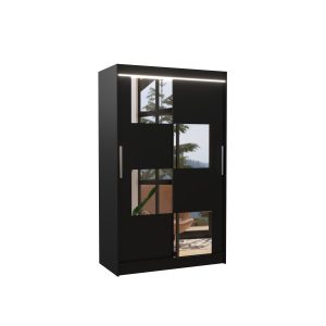 Szafa przesuwna z lustrem i oświetleniem LED LUGANO 120 Black 1018824 Szafa przesuwna z lustrem i oświetleniem LED LUGANO 120 Black 1018824