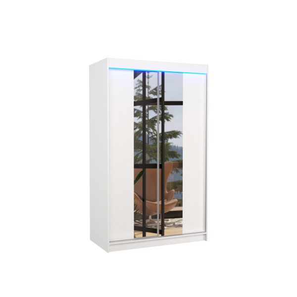 Szafa przesuwna z lustrem i oświetleniem LED MARVIN 120 White 1018236