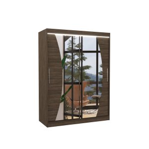Szafa przesuwna z lustrem i oświetleniem LED MODESTO 150 Choco 1019468 Szafa przesuwna z lustrem i oświetleniem LED MODESTO 150 Choco 1019468