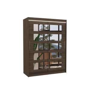 Szafa przesuwna z lustrem i oświetleniem LED MURANI 150 Choco 1018126 Szafa przesuwna z lustrem i oświetleniem LED MURANI 150 Choco 1018126