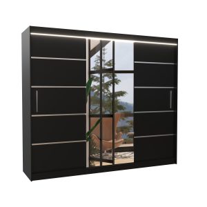 Szafa przesuwna z lustrem i oświetleniem LED SALTO 250 Black 1012313 Szafa przesuwna z lustrem i oświetleniem LED SALTO 250 Black 1012313