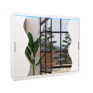 Szafa przesuwna z lustrem i oświetleniem LED SHARON 250 White 1012174 Szafa przesuwna z lustrem i oświetleniem LED SHARON 250 White 1012174