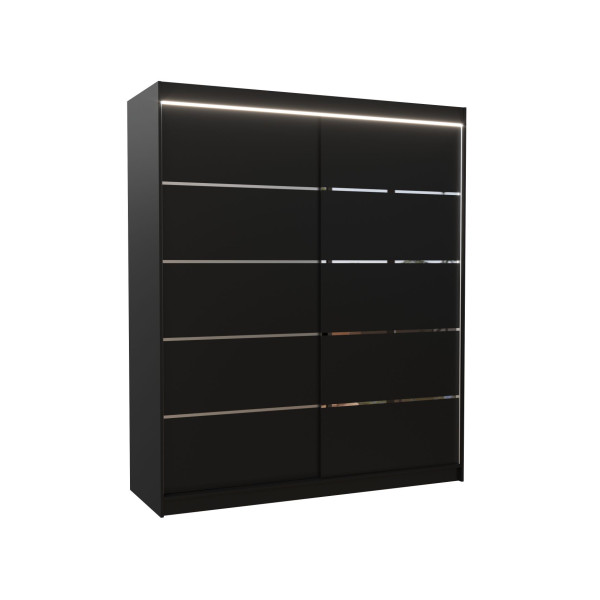 Szafa przesuwna z lustrem i oświetleniem LED TOM 180 Black 1037704
