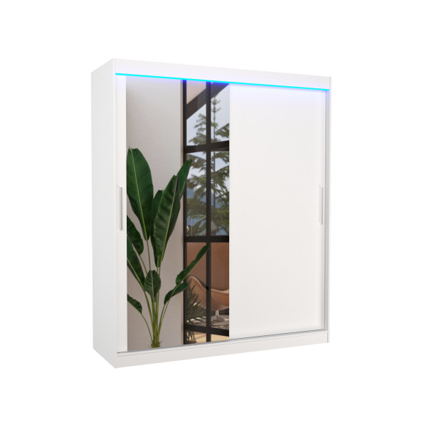 Szafa przesuwna z lustrem i oświetleniem LED TOM 180 White 1018671