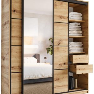 Szafa przesuwna z lustrem i szufladami 180 cm artisan LOFT 527212 Szafa przesuwna z lustrem i szufladami 180 cm artisan LOFT 527212