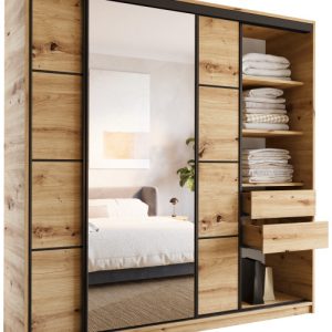 Szafa przesuwna z lustrem i szufladami 200 cm artisan LOFT 527321 Szafa przesuwna z lustrem i szufladami 200 cm artisan LOFT 527321