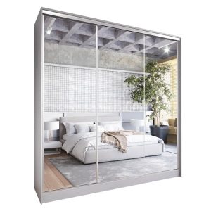 Szafa przesuwna z lustrem i szufladami GRANDO D 180 szara 237046 Szafa przesuwna z lustrem i szufladami GRANDO D 180 szara 237046