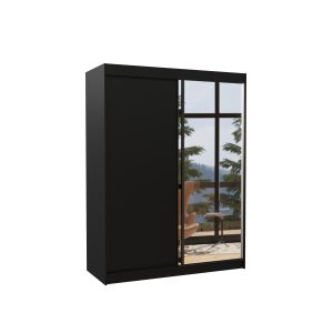 Szafa przesuwna z lustrem JORDI 150 Black 1018673 Szafa przesuwna z lustrem JORDI 150 Black 1018673