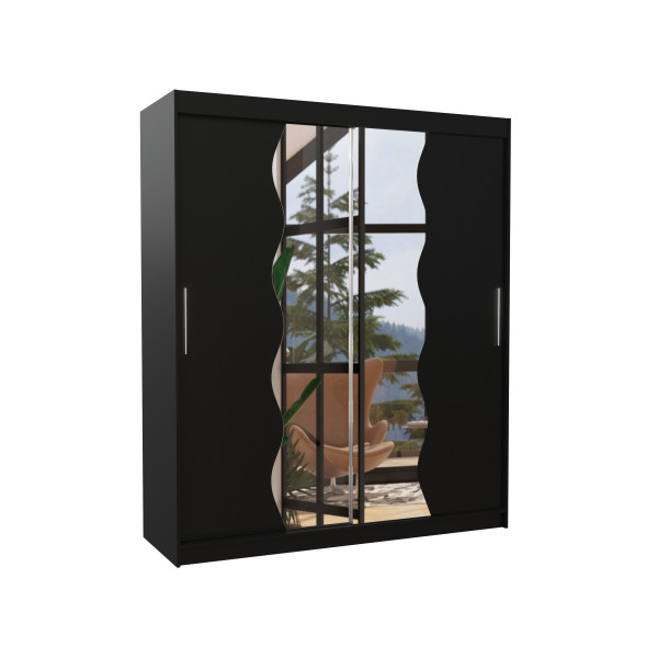 Szafa przesuwna z lustrem KANSAS 180 Black 1018087
