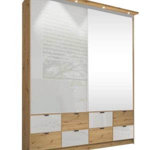 Szafa przesuwna z lustrem LAGON 200 artisan+biały 378338