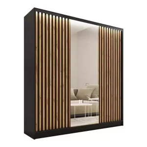 Szafa przesuwna z lustrem lamele 180cm LOFT wotan 527266 Szafa przesuwna z lustrem lamele 180cm LOFT wotan 527266