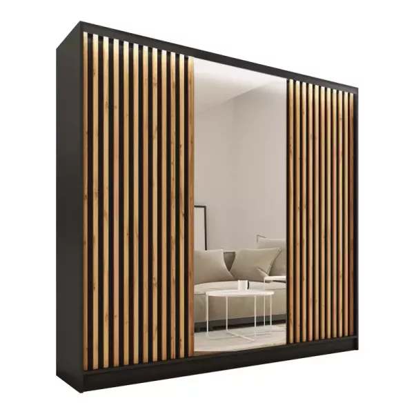 Szafa przesuwna z lustrem lamele 200 cm LOFT wotan 527342