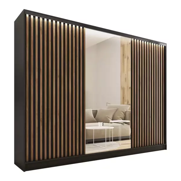 Szafa przesuwna z lustrem lamele 250 cm LOFT dąb 527270